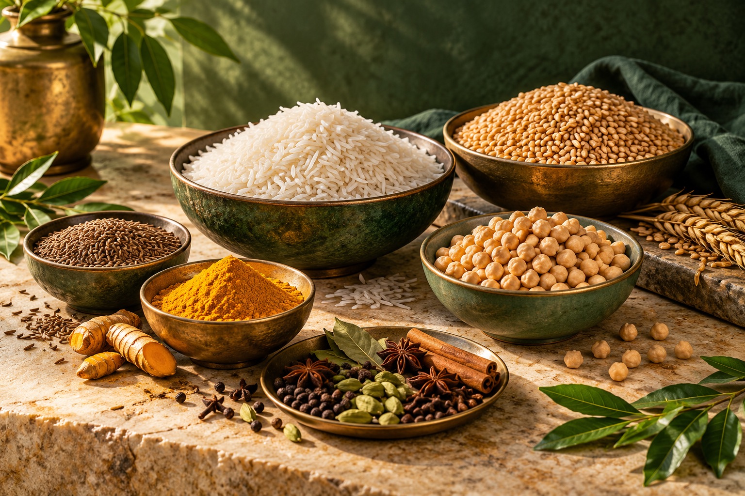 Grains & spices — AI-generated illustrative image · not actual inventory